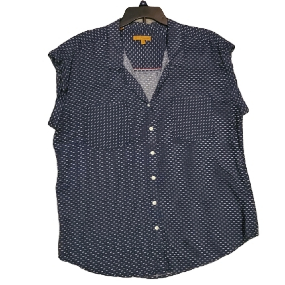 Jachs girlfriend navy blue button down blouse
